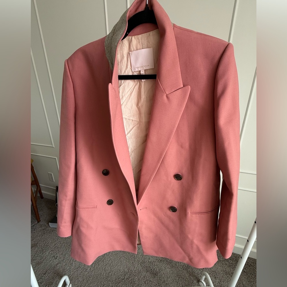 Rebecca Taylor double breasted blazer in salmon - Picture 1 of 6